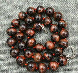 Red Tiger's Eye Gemstone Beads Necklace 18''
