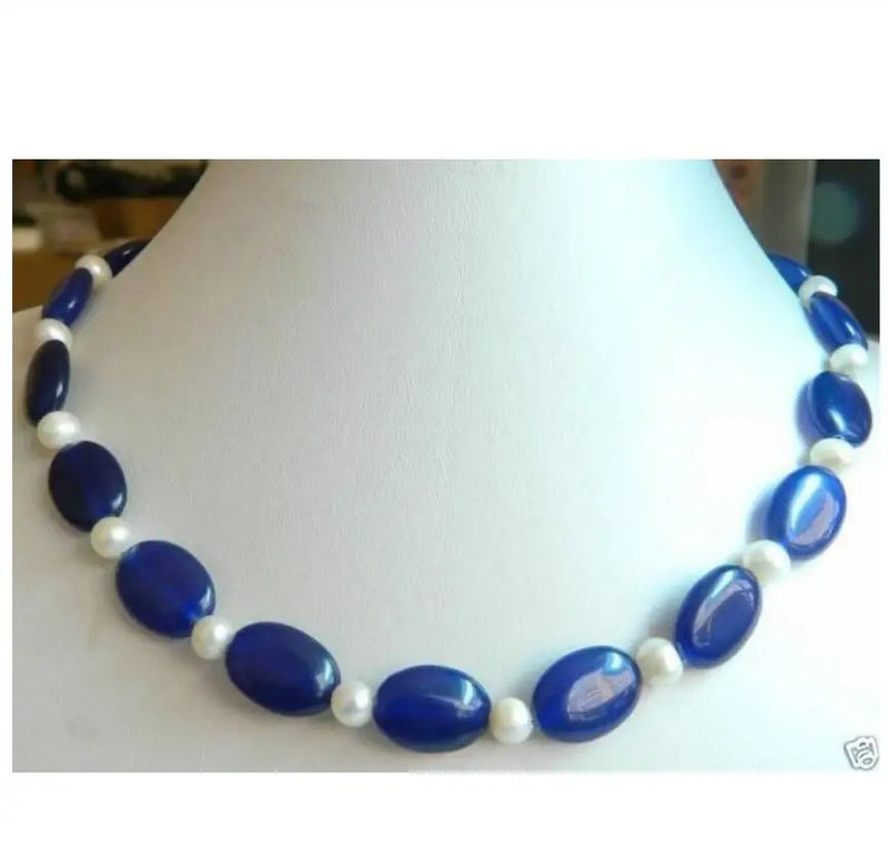 Lapis Freshwater Pearl Necklace 18''