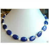 Lapis Freshwater Pearl Necklace 18''