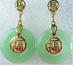 Stunning Green Jade Fortune Earrings