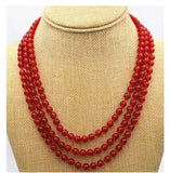Red Ruby Round Beads Necklace 17-19''