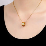 Roman Numeral Circle Shell Pendant Necklace Women Stainless Steel