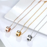 Roman Numeral Circle Shell Pendant Necklace Women Stainless Steel