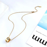 Roman Numeral Circle Shell Pendant Necklace Women Stainless Steel