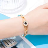 Enamel Shell Bracelets for Women Stainless Steel Zircon Bangle