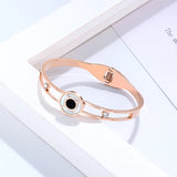 Enamel Shell Bracelets for Women Stainless Steel Zircon Bangle