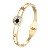 Enamel Shell Bracelets for Women Stainless Steel Zircon Bangle