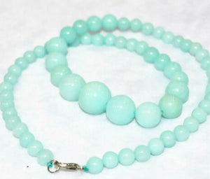 6-14mm Brazilian Aquamarine Bead Necklace 18 inches