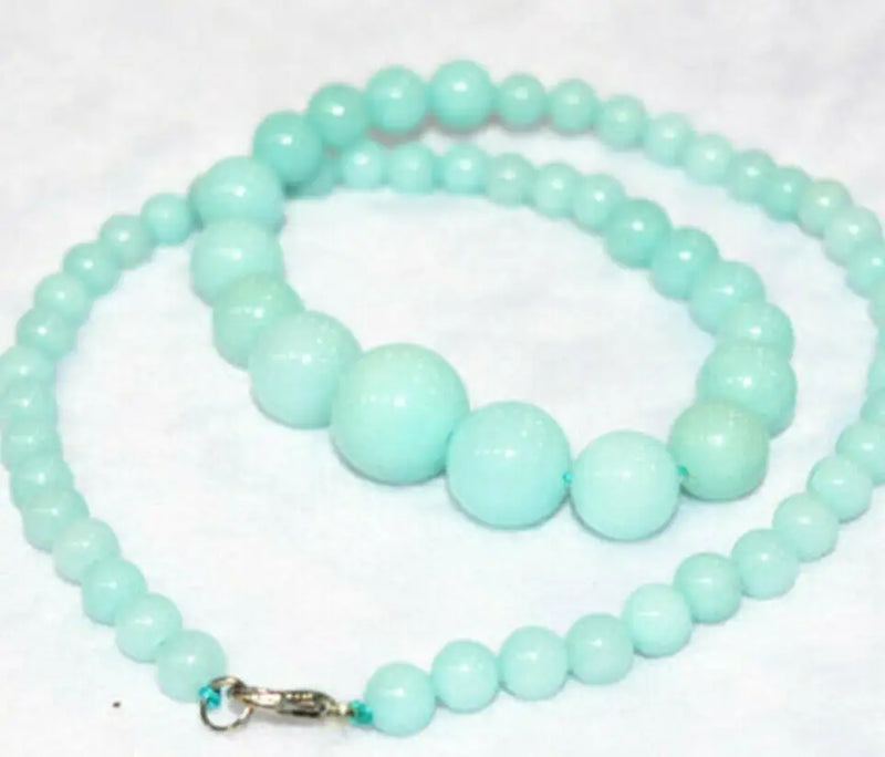 6-14mm Brazilian Aquamarine Bead Necklace 18 inches