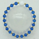 6mm Sapphire & 10mm Jade Round Beads Stretch Bracelet 7.5 Inch