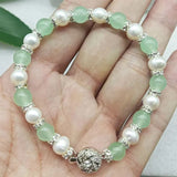 Freshwater Pearl & Green Jade Bracelet