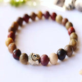 8mm Buddhist Wood Tibetan Silver Buddha Bracelet Chain Buddhism Mental Beaded