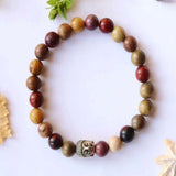 8mm Buddhist Wood Tibetan Silver Buddha Bracelet Chain Buddhism Mental Beaded