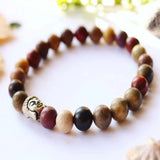 8mm Buddhist Wood Tibetan Silver Buddha Bracelet Chain Buddhism Mental Beaded