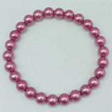 8mm Red Shell Pearl Beads Stretch Bracelet 7.5 Inch