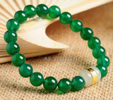 Green Agate + HeTian Jade Beads Link Bracelet Elastic Strand Bracelets