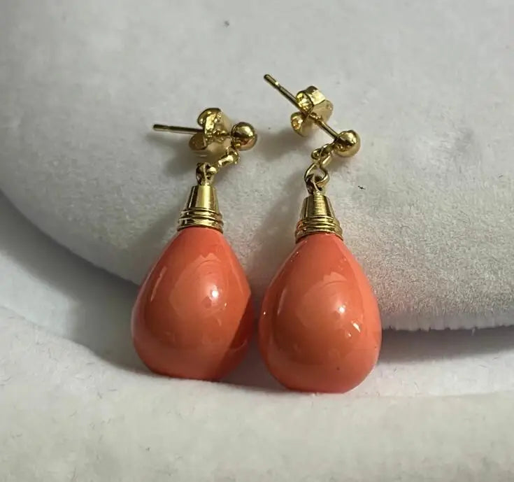 Pink Sea Shell Pearl Drop Earrings 8x18mm