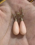 Pink Sea Shell Pearl Drop Earrings 8x18mm