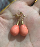 Pink Sea Shell Pearl Drop Earrings 8x18mm