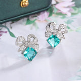 925 Silver Green AAAA Zircon Earrings for Women Geometric Party Jewelry