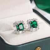 925 Silver Green AAAA Zircon Earrings for Women Geometric Party Jewelry