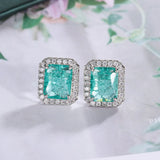 925 Silver Green AAAA Zircon Earrings for Women Geometric Party Jewelry
