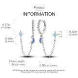 925 Silver Starry Moon Tassel Double Layer Earrings for Wedding