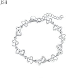 925 Silver Bracelet Women HEART Crystal Chain Wedding Lady Jewelry