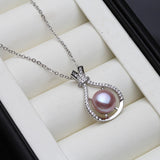 925 Silver Pendant Necklace for Women, Black Freshwater Pearl Necklace