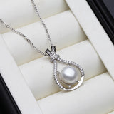 925 Silver Pendant Necklace for Women, Black Freshwater Pearl Necklace