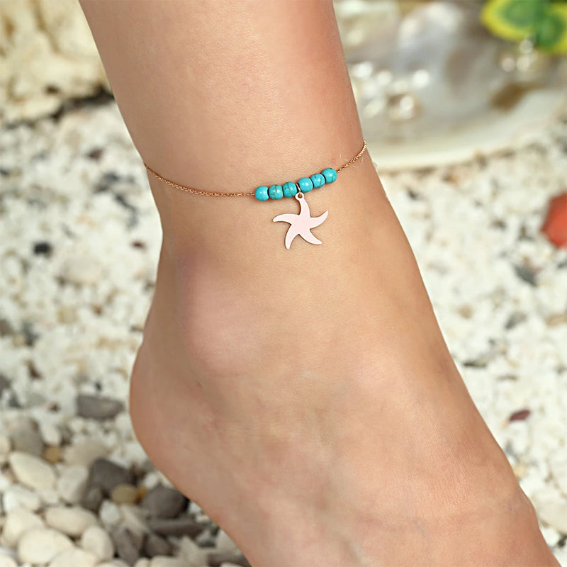 925 Silver Star Anklet with Turquoise