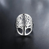 925 Silver Tree Of Life Ring Elegant Lady Women Unisex Jewelry