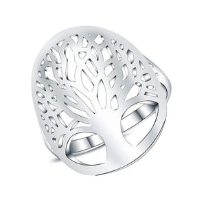 925 Silver Tree Of Life Ring Elegant Lady Women Unisex Jewelry