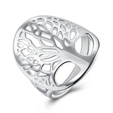 925 Silver Tree Of Life Ring Elegant Lady Women Unisex Jewelry