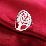 925 Silver Tree Of Life Ring Elegant Lady Women Unisex Jewelry