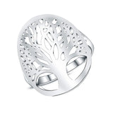 925 Silver Tree Of Life Ring Elegant Lady Women Unisex Jewelry