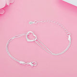 925 Sterling Silver Heart Bracelet for Women Wedding Jewelry