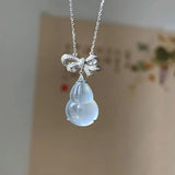 Glass Chalcedony Gourd Pendant Inlaid Style Female