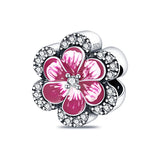 Pink Butterfly Sparkling Charm Bracelet Necklace S925 Sterling Silver