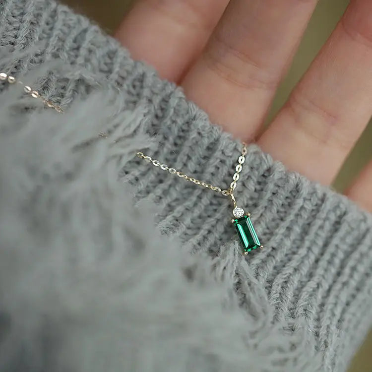 S925 Silver Grandmother Green Zircon Princess Pendant