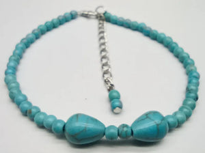 4mm Round & 8x11mm Water Drop Beads Bracelet 7.5 Inches