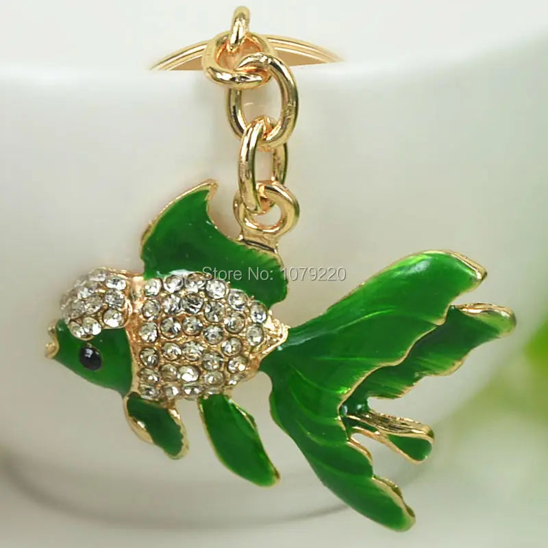Butterfly Tail Fish Rhinestone Keychain Charm Pendant Gift