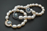 Abalone CZ Sun Charm Bracelet with Natural Pearl Beads