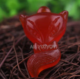 Handmade Red Agate Fox Pendant with Rope Necklace