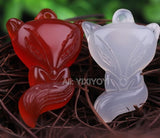 Handmade Red Agate Fox Pendant with Rope Necklace