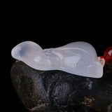 Chinese Agate Jade Fox Pendant Necklace Handmade Lucky Blessing Jewelry