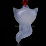 Chinese Agate Jade Fox Pendant Necklace Handmade Lucky Blessing Jewelry
