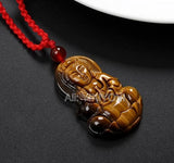 Natural Tiger Eye GuanYin Pendant Necklace Lucky Charm Fine Jewelry