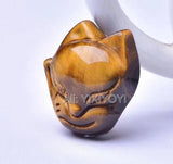 Chinese Natural Crystal Tiger Eye Fox Lucky Pendant + Rope Necklace