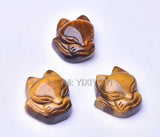 Chinese Natural Crystal Tiger Eye Fox Lucky Pendant + Rope Necklace